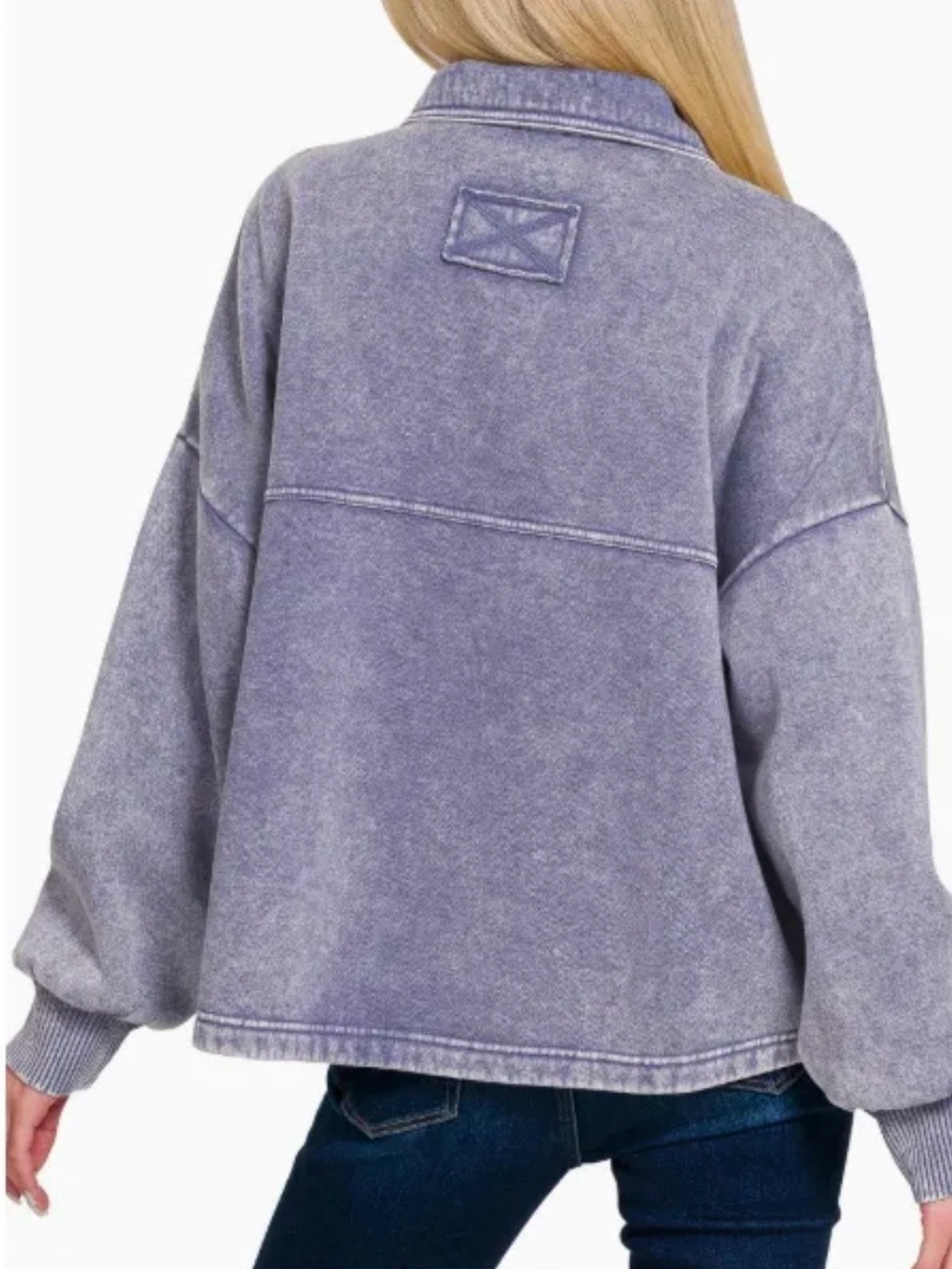 Zenana Marlin Blue acid wash Shacket. Fleece front lined NWOT Size small. - Picture 2 of 2